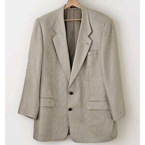 Holt Renfrew Blazer Men US 48 Cream Beige Silk Lined Union Made 2B Ventless FLAW